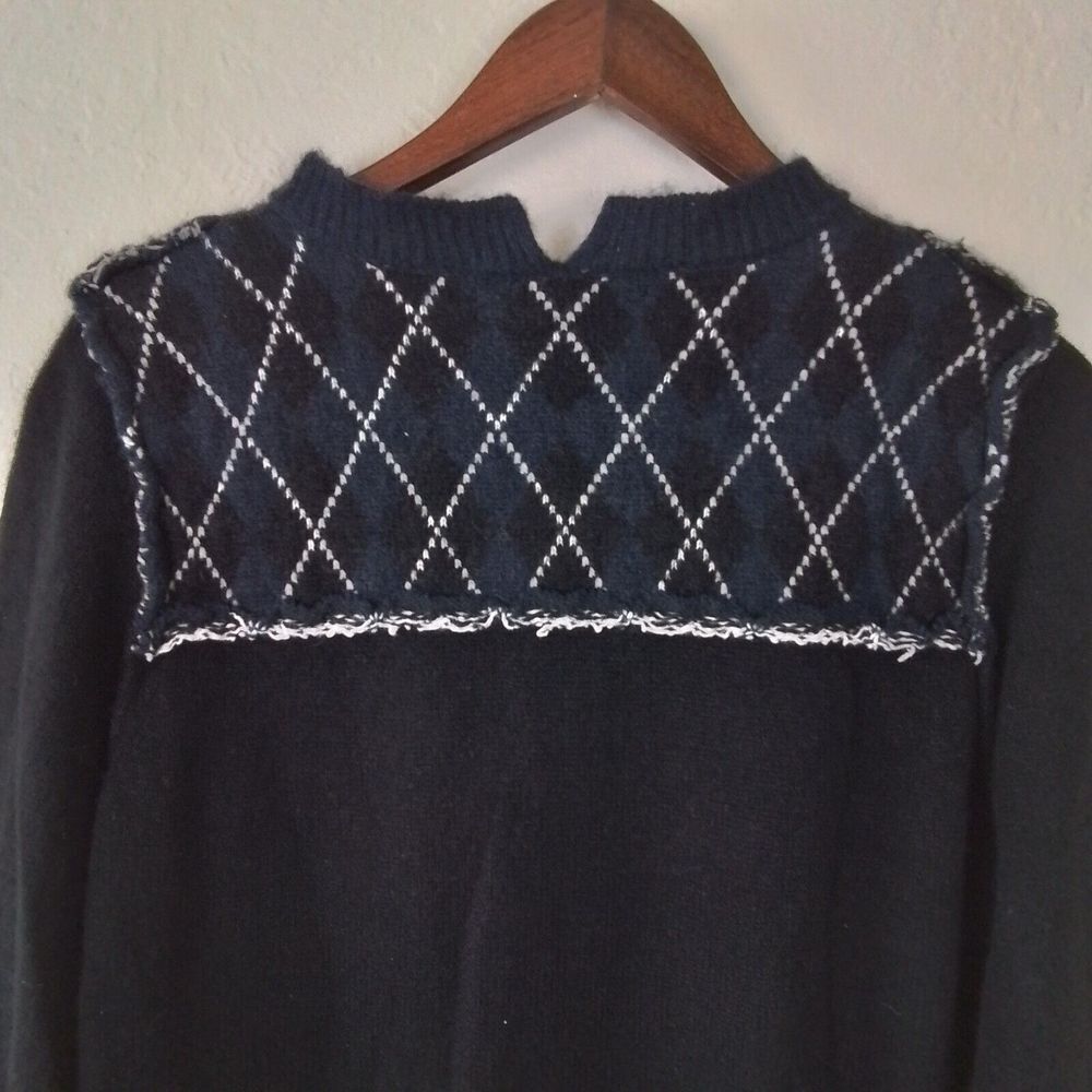 Sibel Saral Knit Sweater Sz XS Black Argyle Yak Alpaca Luxury Academia Crew Neck - Picture 9 of 12